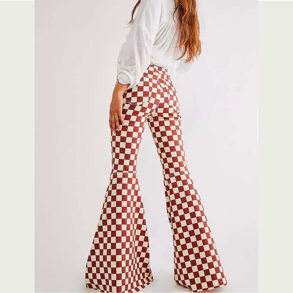 Free People Just Float On Printed Flare leg Jeans - spiced brandy combo NWOT